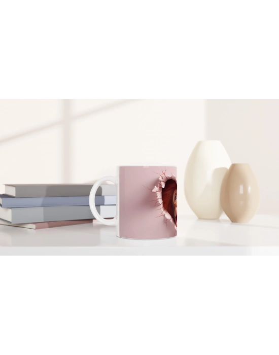 Kalp Çatlağından Bakan Şaşkın Orangutan Temalı Baskılı Kupa Bardak