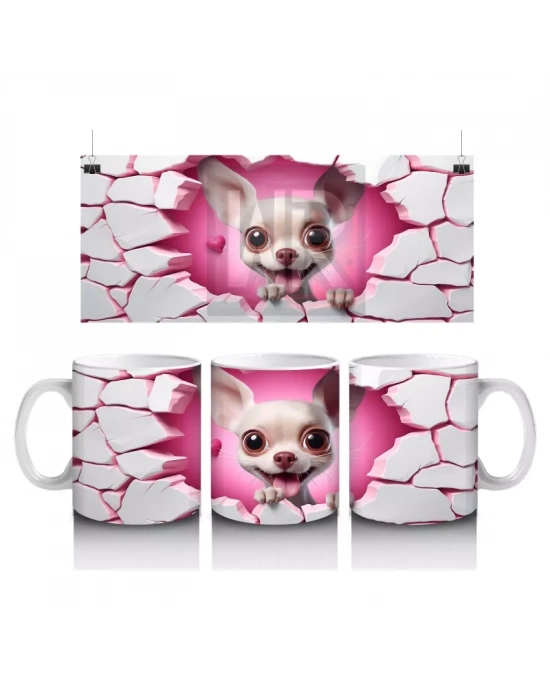 Kalp Çatlağından Bakan Şirin Köpek – Baskılı Kahve Kupası