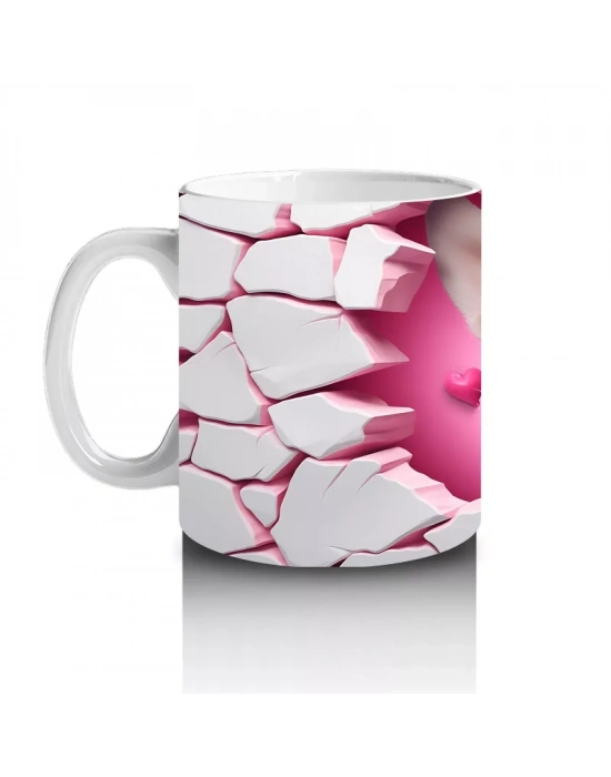 Kalp Çatlağından Bakan Şirin Köpek – Baskılı Kahve Kupası