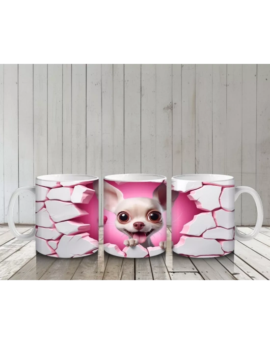 Kalp Çatlağından Bakan Şirin Köpek – Baskılı Kahve Kupası