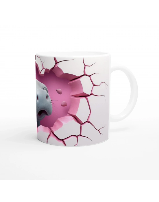 Kalp Çatlaklı Duvar Temalı Deniz İneği Baskılı Kupa Bardak