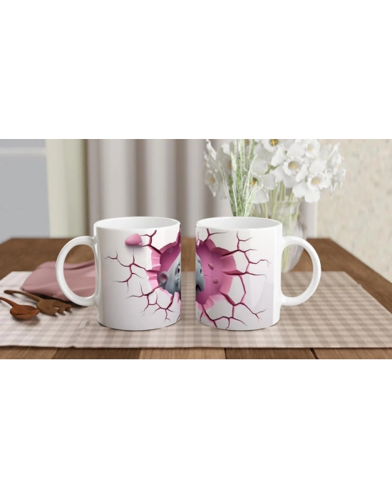 Kalp Çatlaklı Duvar Temalı Deniz İneği Baskılı Kupa Bardak