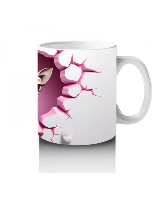 Kalp Duvarın Ardından Bakan Sevimli Zürafa – Baskılı Kahve Kupası