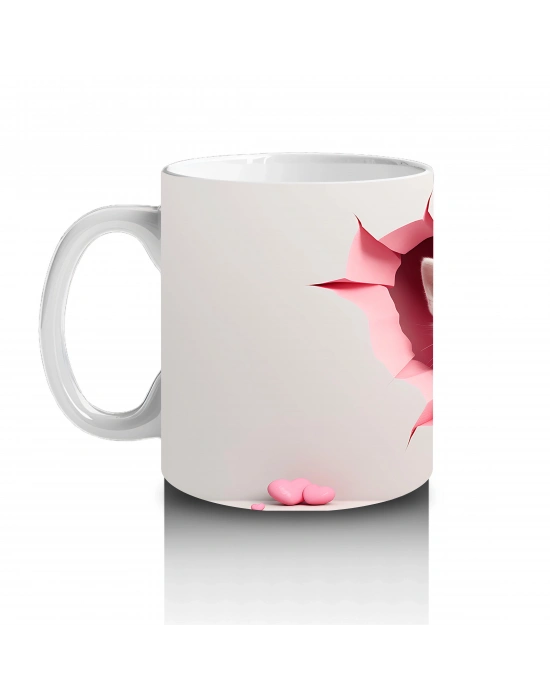 Kalp Duvarın İçinden Bakan İki Yavru Köpek – Baskılı Kahve Kupası