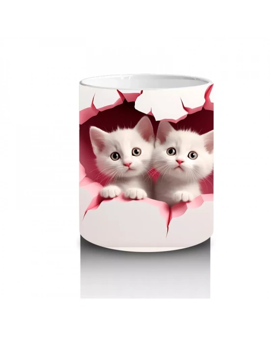 Kalp Duvarın İçinden Bakan İki Yavru Köpek – Baskılı Kahve Kupası