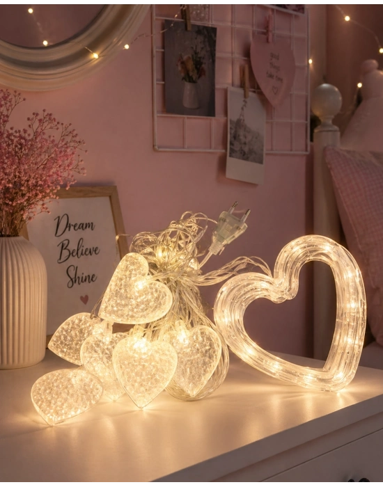 Kalp Figürlü LED Neon Dekor Işığı Romantik Ortam Aydınlatması