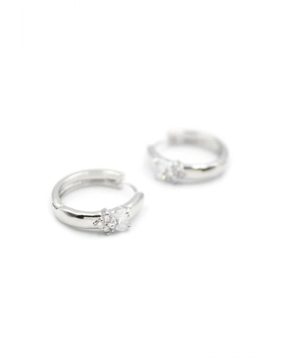 Kalp Halka Küpe - Beyaz