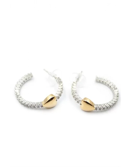 Kalp Halka Küpe - Gümüş