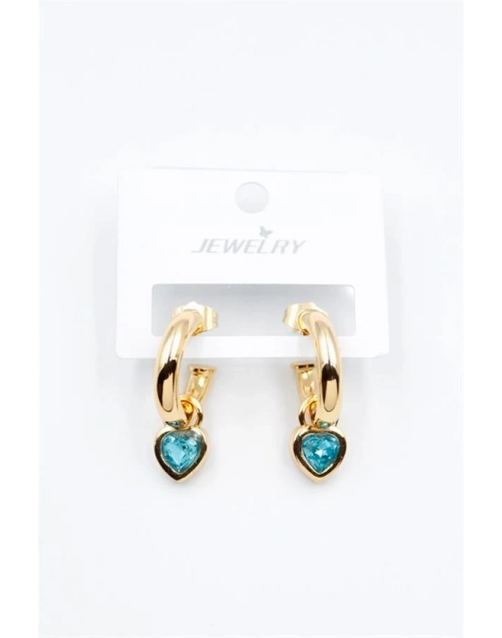 Kalp Halka Küpe - Turkuaz