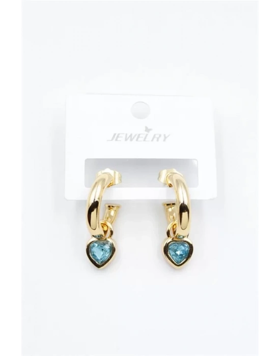 Kalp Halka Küpe - Turkuaz