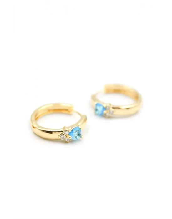 Kalp Halka Küpe - Turkuaz