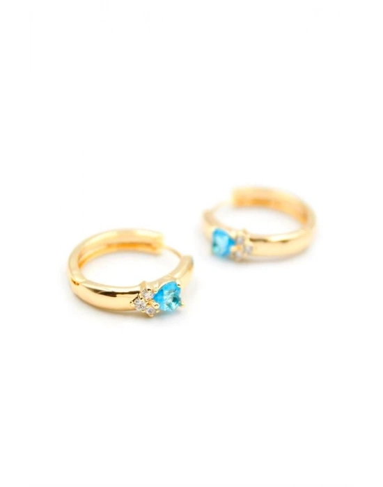 Kalp Halka Küpe - Turkuaz