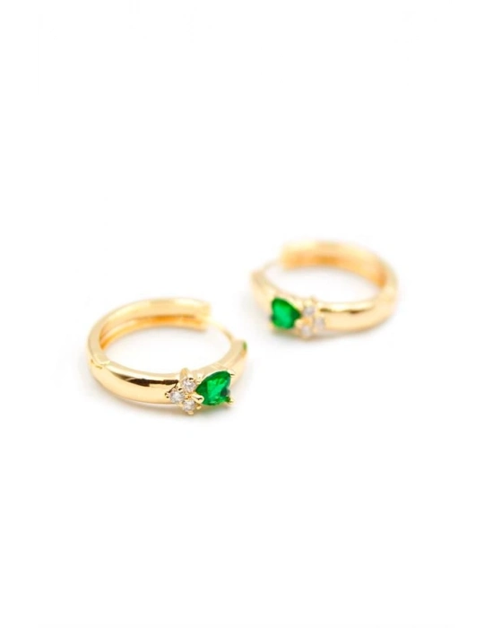 Kalp Halka Küpe - Yeşil