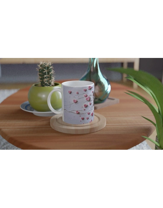 Kalp İçinden Bakan Sarılan Koalalar Temalı Baskılı Kupa Bardak