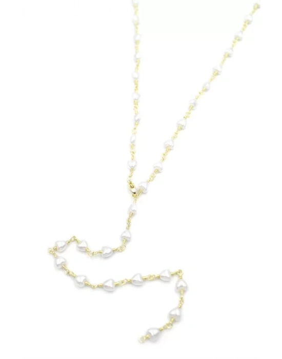 Kalp İncili Y Kolye - Altın