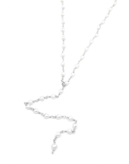 Kalp İncili Y Kolye - Gümüş