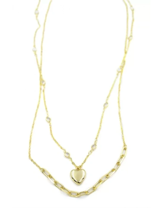 Kalp Kolye - 90cm - Altın