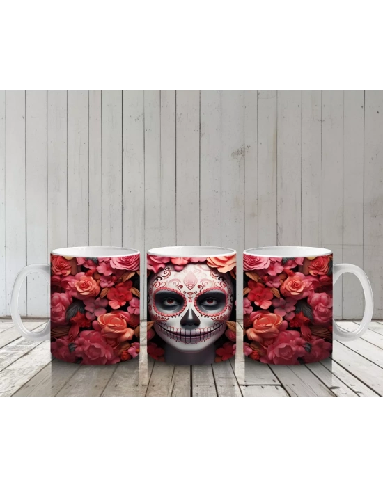 Kalp Motifli Gül Çerçevesi İçinde Ruh – Hediyelik Kahve Kupası