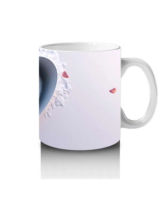 Kalp Oyukta Sarılmış Baykuş Figürü - Baskılı kahve kupası