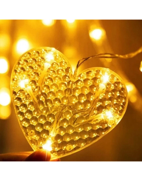 Kalp Perde Led Işık 3m 6 Sıra 12 Adet Gün Işığı