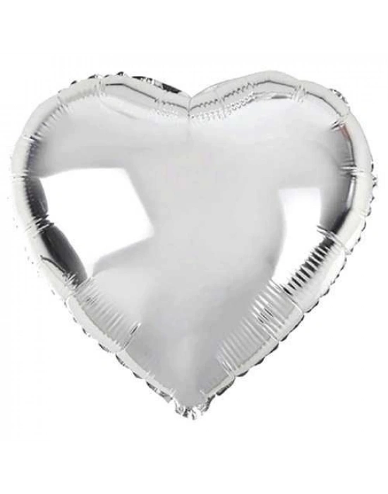 Kalp Şekilli Gümüş Renk Folyo Balon 45 Cm 5 Adet