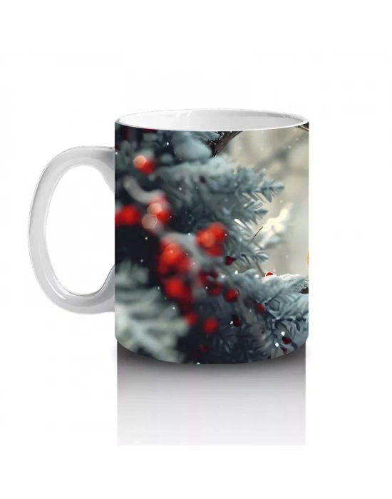 Kalp Şeklinde Ağaç Deliğinden Bakan Kardinal Kuşu – Baskılı Kahve Kupası