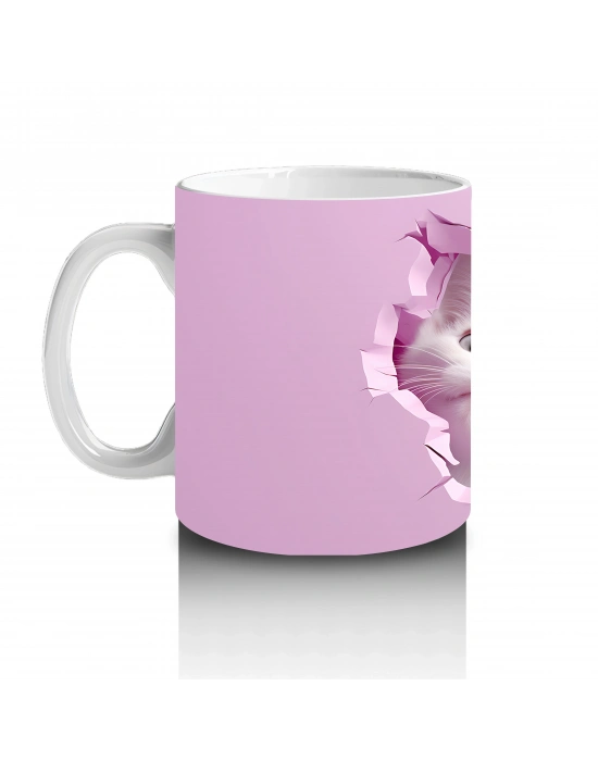 Kalp Şeklinde Çatlakta İki Tatlı Yavru Kedi Kupa Bardak