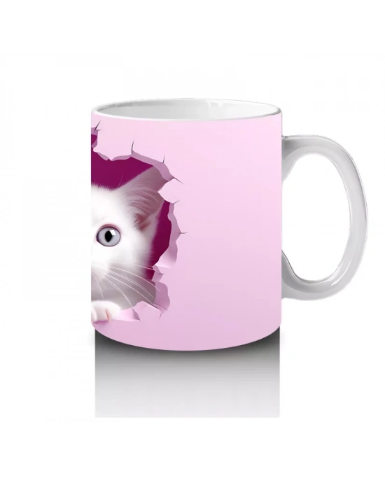 Kalp Şeklinde Çatlakta İki Tatlı Yavru Kedi Kupa Bardak