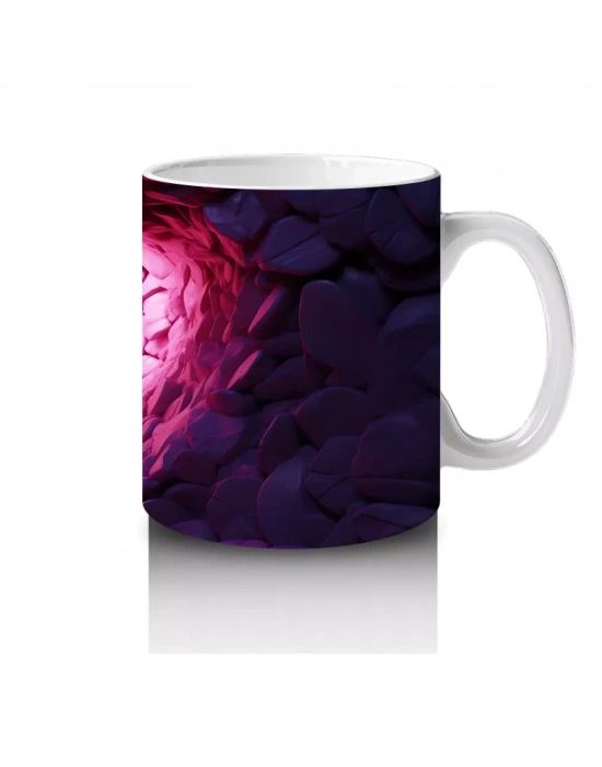 Kalp Şeklinde Işıltılı Taşlar Arasında Kelebek – Baskılı Kahve Kupası