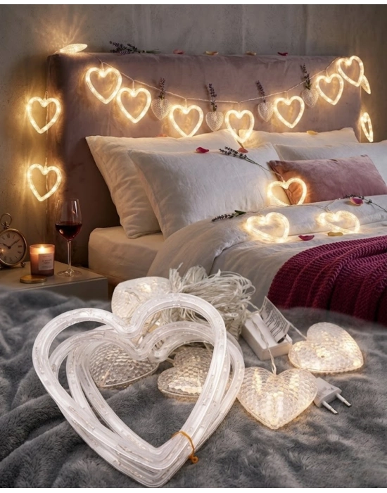 Kalp Şeklinde LED Neon Işık Dekoratif Romantik Oda ve Duvar Lambası