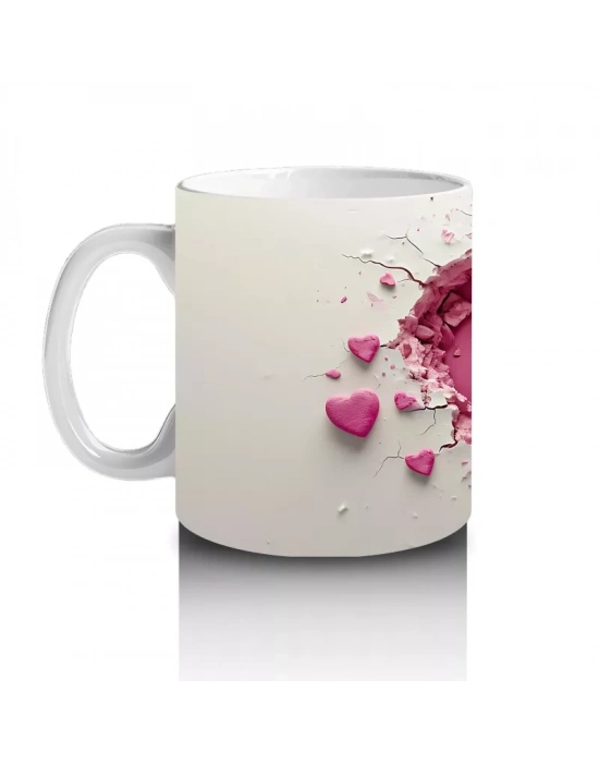 Kalp Şeklinde Peluş Oyuncak Çifti – Baskılı Kahve Kupası