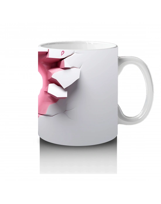 Kalp Şeklindeki Çatlak Zeminden Bakan Beyaz Geyik - Baskılı kahve kupası