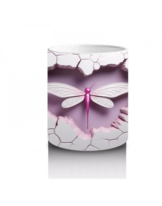 Kalp Şeklindeki Çatlakta Lila Renkli Kelebek – Baskılı Kahve Kupası