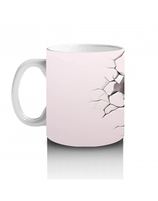 Kalp Şeklindeki Çatlakta Pembe Yusufçuk Silueti – Baskılı Kahve Kupası