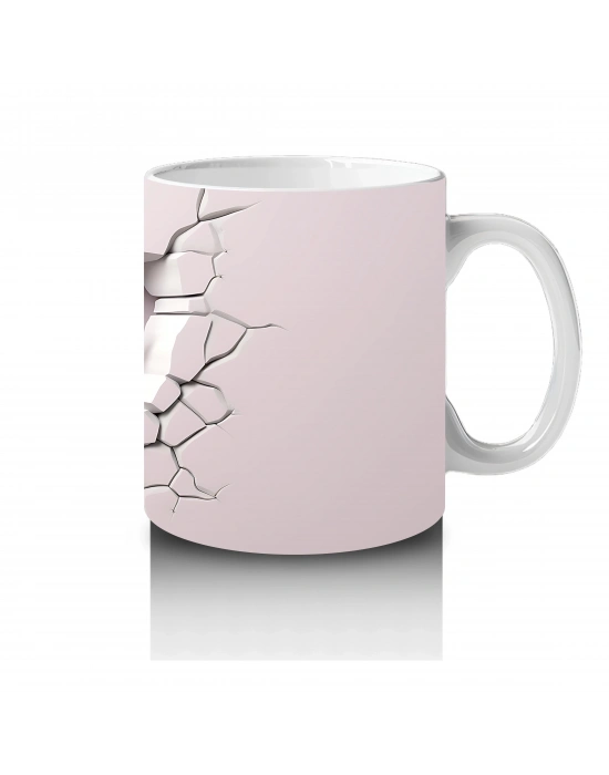 Kalp Şeklindeki Çatlakta Pembe Yusufçuk Silueti – Baskılı Kahve Kupası