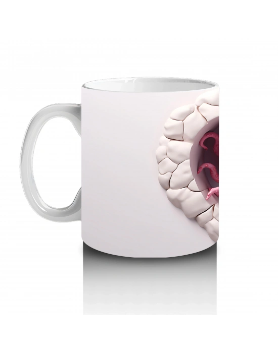 Kalp Şeklindeki Yumuşak Çerçevede Pembe Ahtapot – Baskılı Kahve Kupası