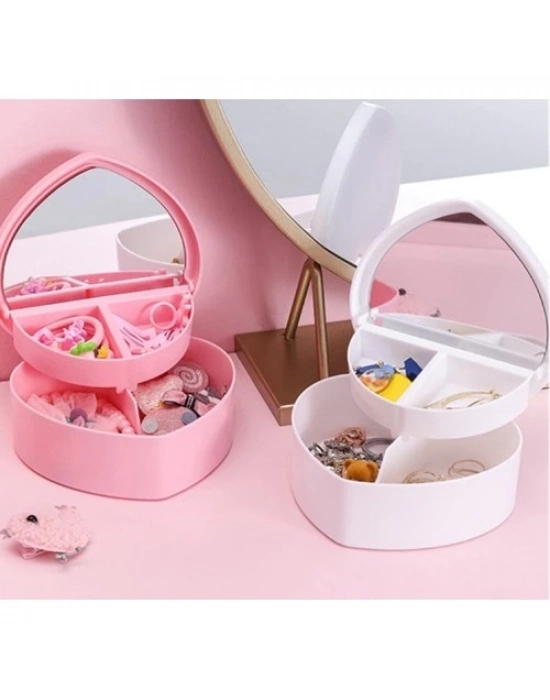 Kalp Tasarımlı Aynalı Takı Saklama Kutusu