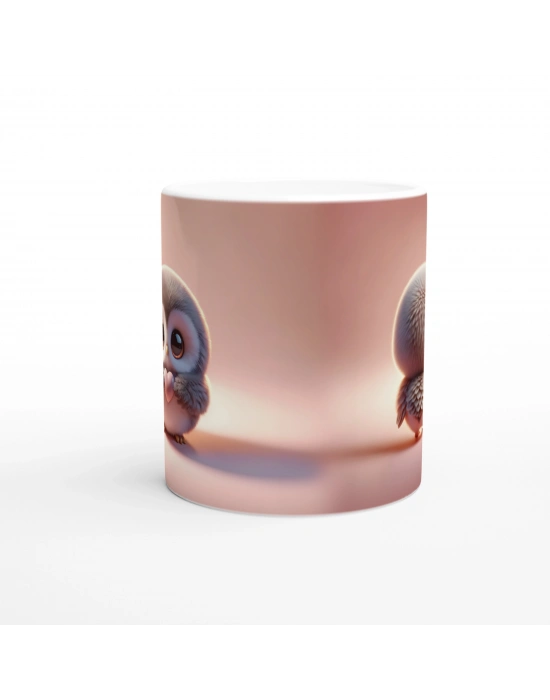 Kalp Tutan Sevimli Baykuş Temalı Baskılı Kupa Bardak