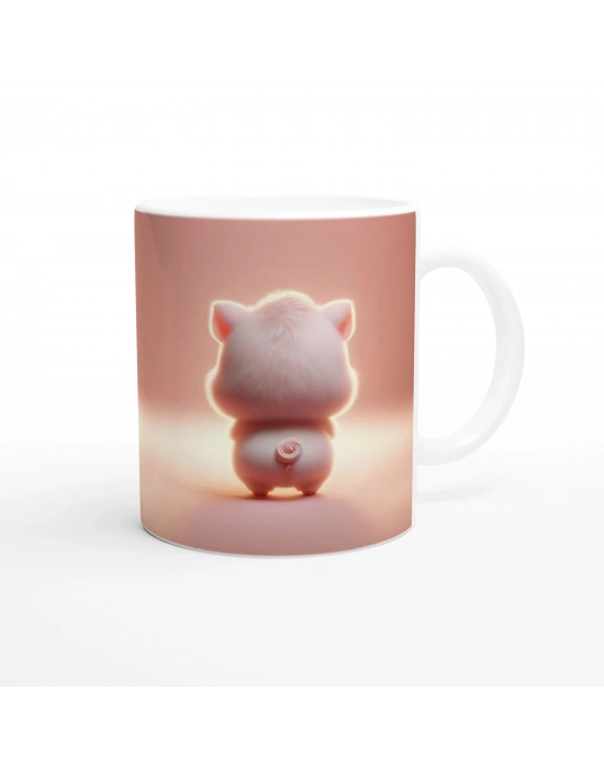 Kalp Tutan Sevimli Domuzcuk Temalı Baskılı Kupa Bardak