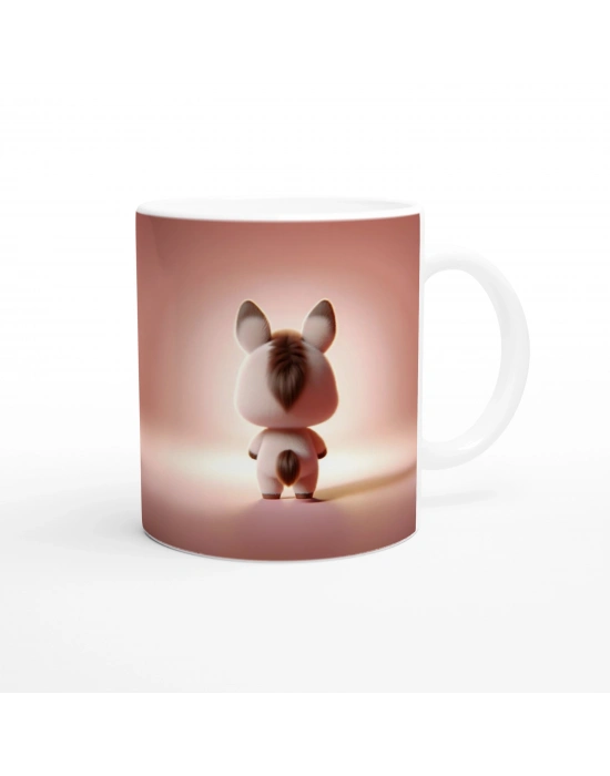 Kalp Tutan Sevimli Oyuncak Eşek Temalı Baskılı Kupa Bardak