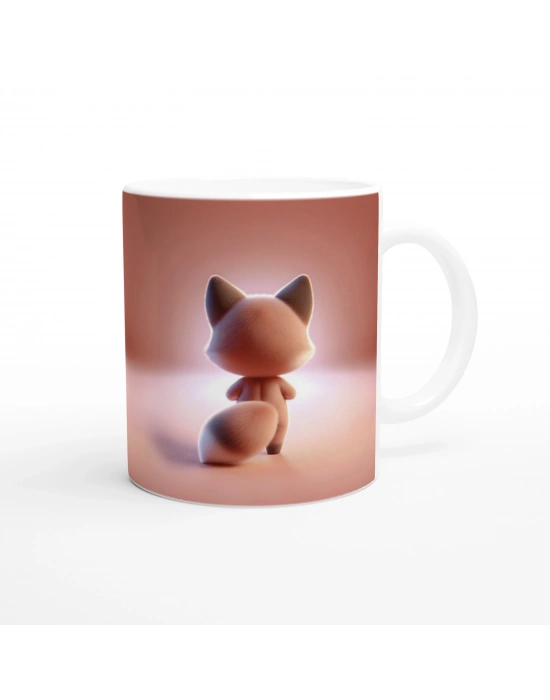 Kalp Tutan Sevimli Tilki Temalı Baskılı Kupa Bardak