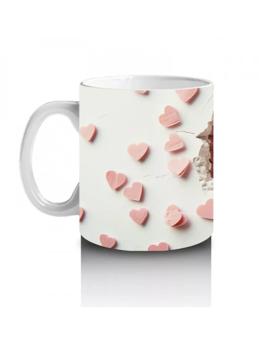 Kalp Yağmuru Altında Sevimli Sincap Ailesi– Baskılı Kahve Kupası