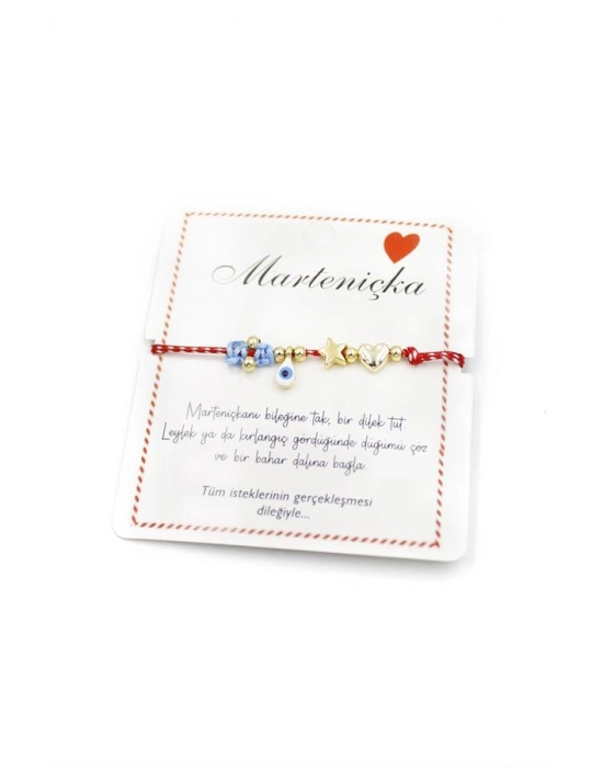 Kalp Yıldız Marteniçka Bileklik - Kırmızı
