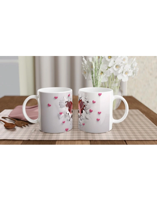 Kalp Zarf İçinden Bakan Sevimli Tilki Temalı Baskılı Kupa Bardak