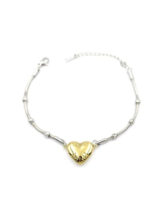 Kalp Zincir Bileklik - Altın