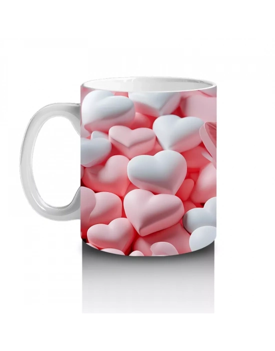 Kalplerin Arasında Uçan Şeffaf Kanatlı Kelebek – Baskılı Kahve Kupası