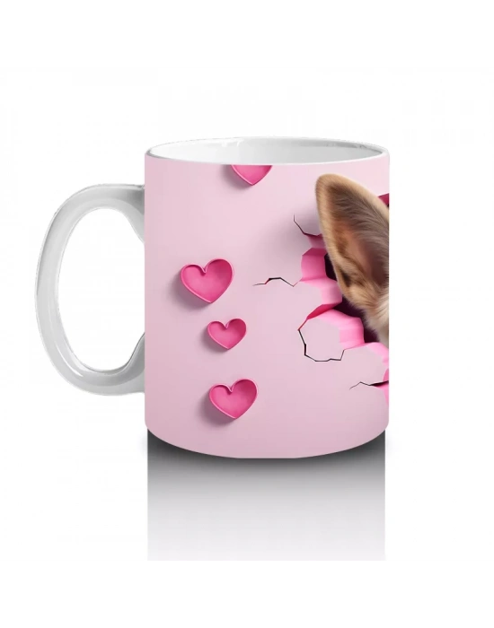 Kalplerle Çevrili Sevimli Alman Kurdu - Baskılı Kahve Kupası