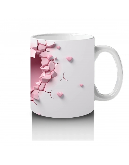 Kalplerle Süslenmiş Zarif Geyik – Baskılı Kahve Kupası