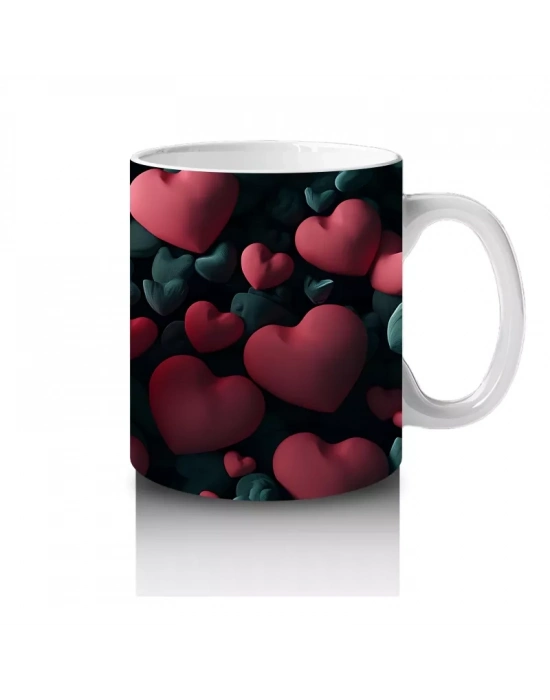 Kalpli Arka Planda Doku Üzerine Konmuş Kırmızı Kelebek - Baskılı kahve kupası