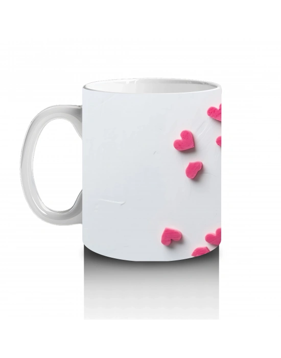 Kalpli Arka Planda Sevimli Kobaylar - Baskılı Kahve Kupası